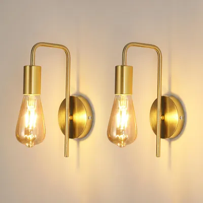 Produktbild von Osairous Wandleuchte Innen 2 Stücke, Industrielle Wandlampe aus Eisen, Retro Wandbeleuchtung für Schlafzimmer, Treppe, Bar, IP20, E27, Gold, Max 40W, Ohne Glühbirne – Gold Gold, Größe 25 * 15 * 7 cm