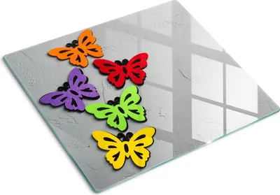 Imagen del producto de Cubierta para placa de cocina – Cubierta para placa de inducción – Placa de vidrio protectora – 60x52 cm – Placas de vidrio protectoras para cocina – Vidrio templado – Mariposas de colores