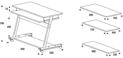 Produktbild von ROCADA Computertisch 80 x 79 x 50 cm grau