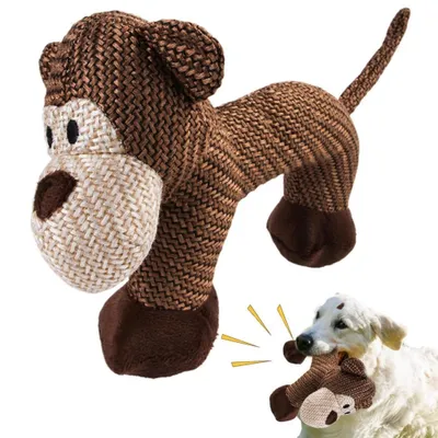 Produktbild von Hundespielzeug Affe aus Plüsch mit Quietscher Braun 28 x 19 cm