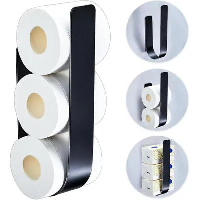Produktbild von Toilettenpapier Aufbewahrung ohne Bohren, Klopapier Aufbewahrung , Metall Toilettenpapierhalter Wand, Ersatzrollenhalter Toilettenpapieraufbewahrung