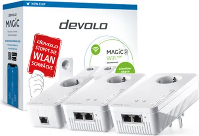 Produktbild von Devolo MAGIC 2 WiFi next Multiroom Kit 2400 Mbit/s Wbudowane połączenie Ethernet WLAN Biały 3 szt