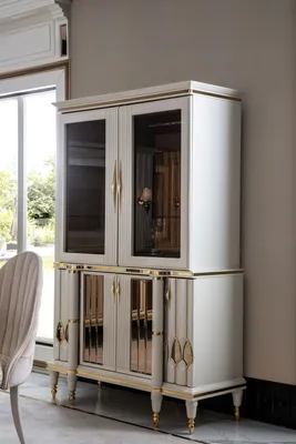 Immagine prodotto di Vetrina bianca mobili per sala da pranzo mobili in legno vetrine in metallo