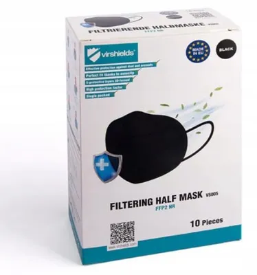 Produktbild von Atemschutzmaske Virshields schwarz 10 Stück für Schutz für Hygiene Packung Daten