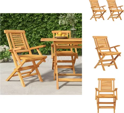 Produktbild von vidaXL Gartenstühle 2 Stk. Klappbar 56x63x90 cm Massivholz Teak -  Gartenstühle