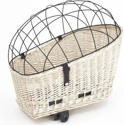 Produktbild von Hundefahrradkorb aus Weide mit Gitter für Gepäckträger XXL 60x39 cm (W-S)