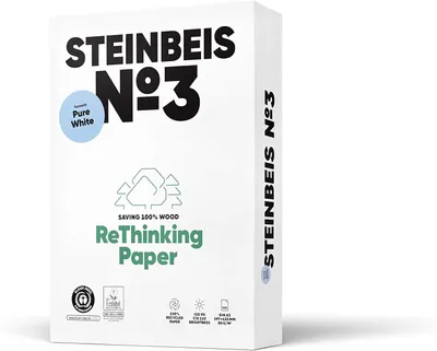 Image de Steinbeis K1606666080B No. 3 - Pure White - Papier recyclé, A3, 80g, blanc, 500 feuilles