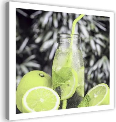 Produktbild von Leinwandbild getränk und limetten 60x60 cm Feeby grün wandbild bereit zum aufhängen
