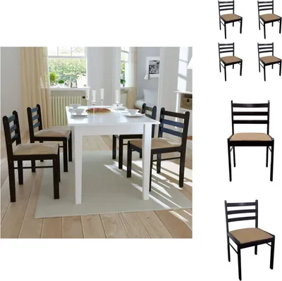Image de vidaXL Chaises de salle à manger 4 pcs. Marron hévéa massif et velours - Chaises de salle à manger