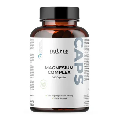 Produktbild von nutri+ Magnesium Complex - 360 Magnesium Kapseln - Komplex aus 4 Magnesiumformen