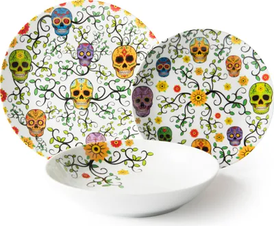 Zdjęcie produktu dla Zestaw naczyń Excelsa 18-częściowy, kolorowa porcelana Calavera