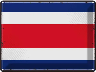 Produktbild von vianmo Blechschild 30x40 cm Costa Ricas Retro Rica Flagge Fahne Wappen