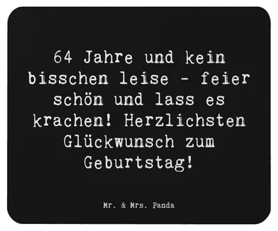 Produktbild von Mr. & Mrs. Panda Mousepad Spruch 64. Geburtstag - Schwarz - Geschenk, Mouse Pad, feiern, Alter, Mauspad, Feier, Geburtstagsfreude, Glückwunsch, Happy Birthday, computer