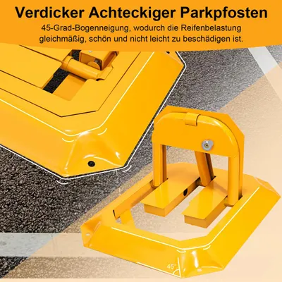 Produktbild von Ikodm Parkplatzsperre Absperrpfosten Klappbar klappbares Abschließbar Parkplatzbügel Parkplatz Absperrkette Parksicherung Absperrung umlegbar