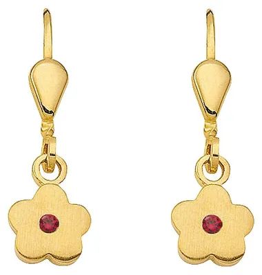 Produktbild von Ohrhänger, Ohrringe mit Brisur Blüte synthetischer Rubin 333 Gelbgold