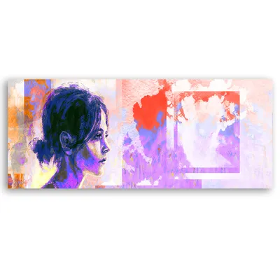 Produktbild von Leinwandbild Abstraktion eines Frauengesichts 90x30 Feeby Rosa bild für die wand bereit zum aufhängen