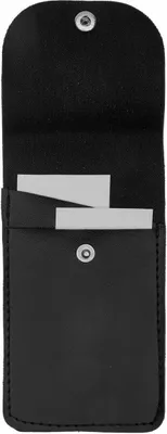 Produktbild von Kunstlederetui schwarz mit Druckknopf - 13,5 cm x 7,5 cm - leer
