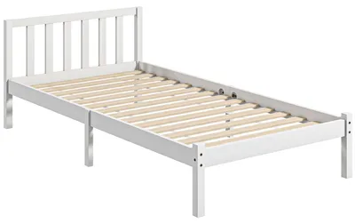 Produktbild von Bettrahmen Holzbett, 208 x 96 cm Bettgestell mit Kopfteil für Schlafzimmer