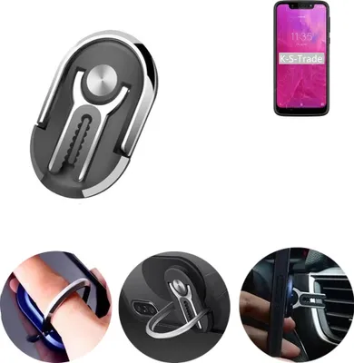 Produktbild von K-S-Trade 3in1 Smartphone-Ring Handy-Ring kompatibel mit T-Mobile REVVLRY Fingerhalterung  Handyring Tischständer Lüftungsgitter-Halterung Tisch