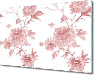 Produktbild von Glas Schneidebrett Herdabdeckplatten Schneideplatten - 80x52 cm - Pastell Blumen