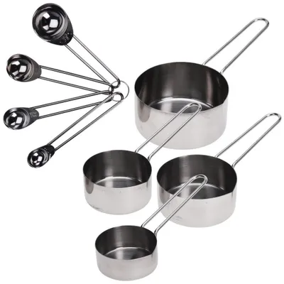 Produktbild von Messlöffel Edelstahl - 8er Set - Messbecher und Küchenmesslöffel Backen