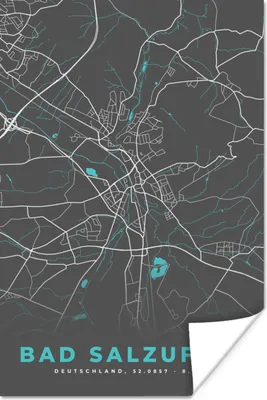 Produktbild von MuchoWow® Poster Karte - Stadtplan - Bad Salzuflen - Deutschland - Blau 60x90 cm - Wanddekoration