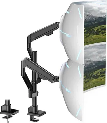 Obrázek produktu pro Držák monitoru pro 2 monitory, 17-40 palců - Dvojitý monitorový držák s nastavitelnou výškou, nakláněním a otáčením, nosnost 12 kg na rameno, standard VESA 75x75