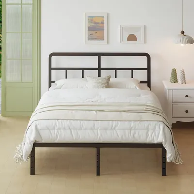 Immagine prodotto di Letto matrimoniale in metallo, dimensioni 180 x 200 cm, con testiera sagomata e spazio contenitivo