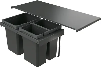 Produktbild von Naber 8013422 Abfallsammler Cox Stand-UP® 350 K/900-3, anthrazit, 30,5 (2x7,5/1x15,5) Liter / 90 cm Schrankbreite