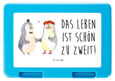 Produktbild von Mr. & Mrs. Panda Lunchbox Pinguin Heirat - Weiß - Geschenk, Mann, Frau, Vesperbox, Pärchen, Bentobox, Braut, Just Married, Hochzeit, Meal Prep Box, Snackbox, Bento