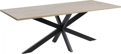 Image de Table de salle à manger LOFT – 10 personnes chêne clair et pieds métal