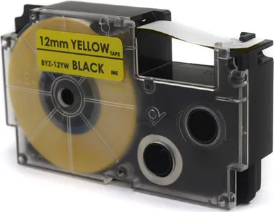 Produktbild von JetWorld Casio Ersatzband Schwarz auf Gelb 12 mm x 8 m (PT-12YW1, PT12YW1, XR-12YW1, XR12YW1)