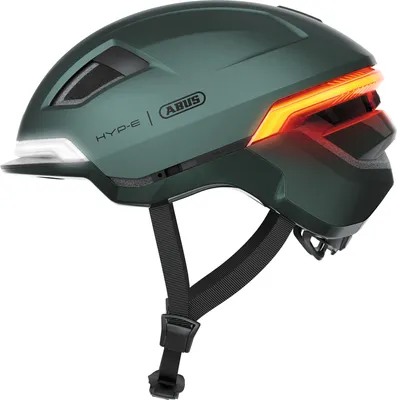 Produktbild von ABUS Fahrradhelm HYP-E - Helm mit Frontlicht, Rücklicht und Blinklicht - geeignet auch fürs Fahrradfahren auf E-Bike und S-Pedelec - für Jugendliche und Erwachsene - Grün, Größe L (57-61 cm)
