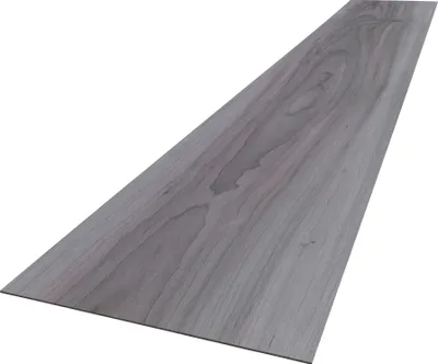 A single vinyl plank with a wood grain pattern is shown against a white background.