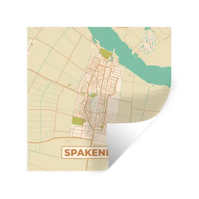 Obrázok produktu pre MuchoWow® Nálepka na stenu - Mapa - Spakenburg - Mapa mesta - 100x100cm - Samolepiaca a polohovateľná