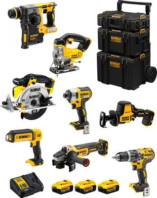 Immagine prodotto di DeWALT Kit DWK804 (DCD796 + DCH273 + DCG405 + DCF887 + DCS331 + DCS369 + DCS391 + DCL050 + 3 x 5,0 Ah + DCB115 + 3en1 Caddy)
