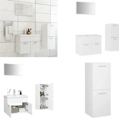 Produktbild von vidaXL Badmöbel Set Weiß Holzwerkstoff - Badezimmermöbel-Set - Badezimmermöbel-Sets - Badmöbel-Set - Badmöbel-Sets