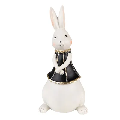 Produktbild von Clayre & Eef Figur Kaninchen 11x10x23 cm Schwarz Weiß Polyresin