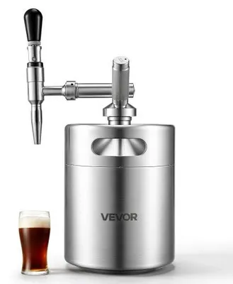 Produktbild von VEVOR Nitro-Cold-Brew-Kaffeefass 4 L, Edelstahl-Kaffeemaschine mit Zapfhahn, Heimbrüh-Kaffeefass, Tragbares Kaffeefass mit Spender und Druckentlastungsventil, Geeignet für Kaffeeliebhaber