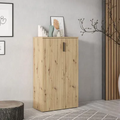 Immagine prodotto di Mobile multiuso scarpiera 2 ante con 5 ripiani colore rovere Lucio 69x34x120H