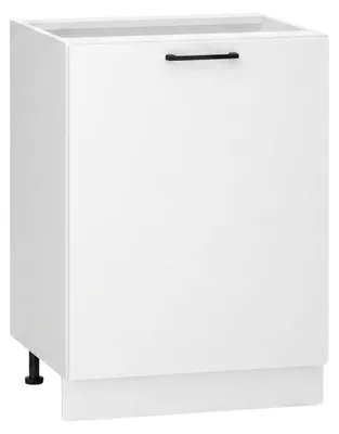 Produktbild von Küchenunterschrank 60 cm - Weiß glänzend - Universelle Frontmontage - ohne Arbeitsplatte - Soft-Close-Mechanismus