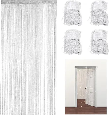 Zdjęcie produktu dla Zasłona na drzwi, 4 sztuki. Zasłona z frędzli, 100 x 200 cm. Zasłona na drzwi, dekoracja okien, przegroda do pomieszczeń, dekoracja, zasłona z koralików, zasłona z frędzli do drzwi i innych