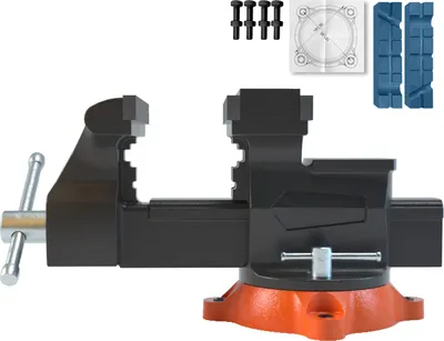 Image de SucceBuy Etau 6,5" largeur de mors, 360 degrés pivotant verrouillage base multi-usage avec enclume, Heavy Duty Duktil-Eisen, pour percer, couper des tubes