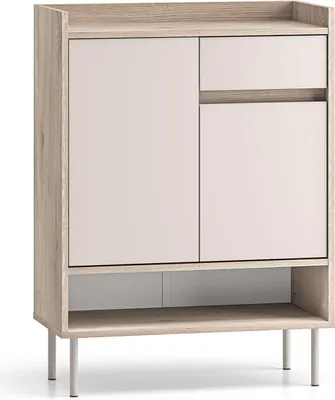 Produktbild von Flur Kommode 70 cm breit in Beige mit Eiche, 2 Türen, 1 Schublade - VITTORIA-131