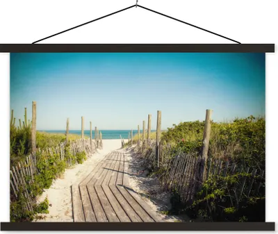 Produktbild von MuchoWow® Textilposter Meer - Holz - Sommer 150x100 cm mit schwarzem Rahmen - Schlafzimmer