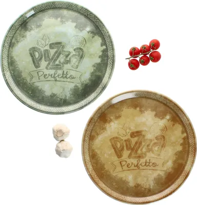 Obrázek produktu pro sada 2 talířů na pizzu Perfetto Ø31,5 cm porcelánový žlutozelený talíř