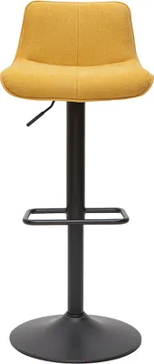 Produktbild von Miliboo - Barhocker höhenverstellbar und um 360° drehbar aus Stoff mit strukturiertem Samteffekt in Senfgelb und Metall (2er-Set) BOOST