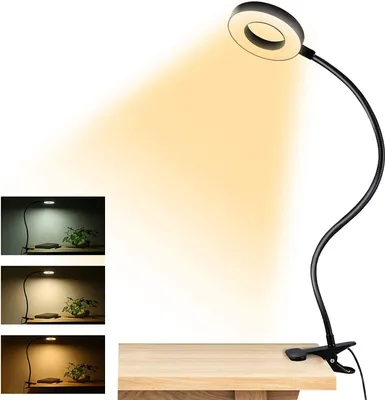Produktbild von 40cm LED Schreibtischlampe Dimmbar 3 Farbtemperaturen Verstellbarer Leselampe Augenschutz Tischlampe USB Klemmleuchte