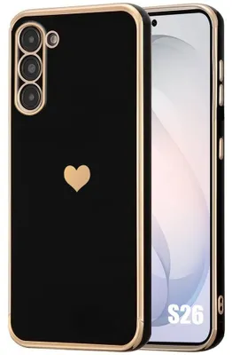 Image de Coque pour Samsung Galaxy S26, Protection Silicone Motif Cœur Anti-Rayure Ultra Slim Souple Noir