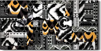 Produktbild von Wandbild Leinwand Bilder mit Uhr Geräuschlos 60x30 Malerei Abstrakte Kunst - schwarze Hände